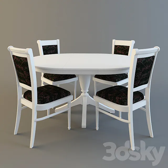 Table + chairs 3D Model Table + chairs 3D Model
