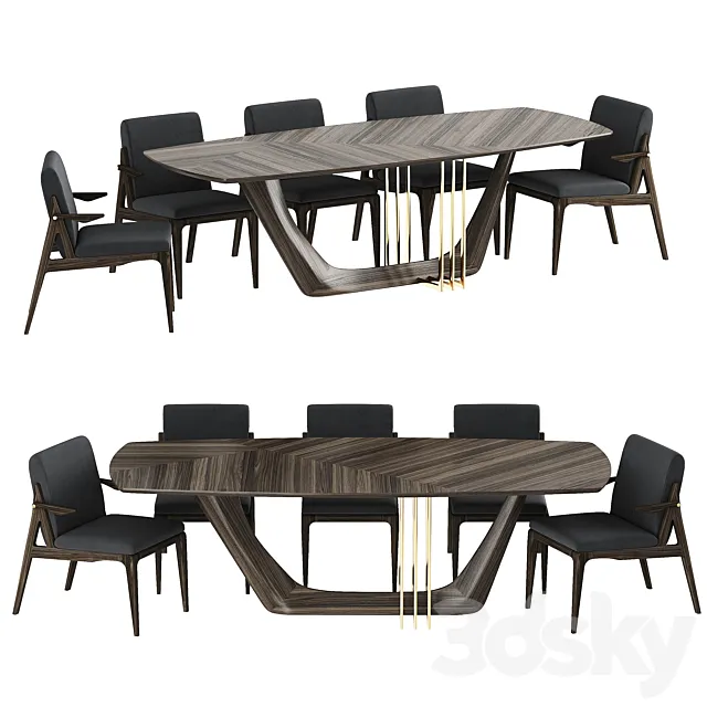 TABLE + CHAIRS BY ARCHMEBEL 3D Model