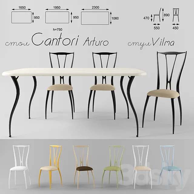 Table + chairs Cantori Arturo Vilma 3D Model Table + chairs Cantori Arturo Vilma 3D Model