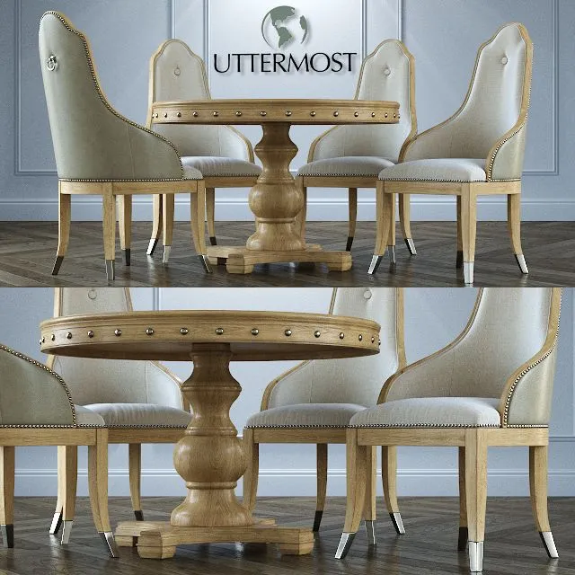 Table + chairs Uttermost Sylvana 3D Model