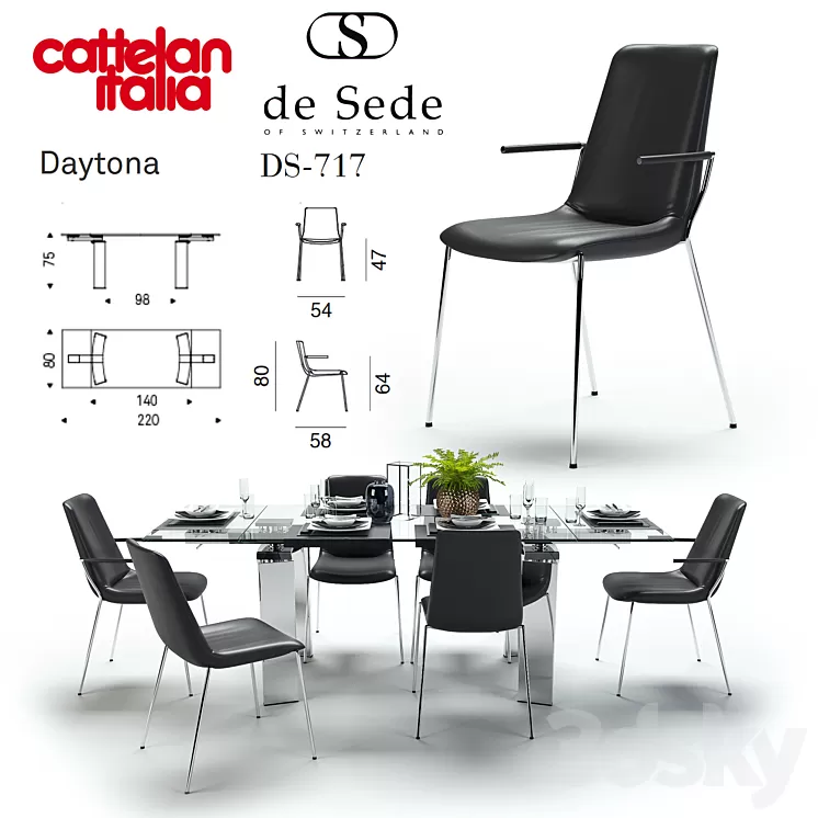 Table Daytona Cattelan Italia \ Chair DS-717 de Sede 3D Model