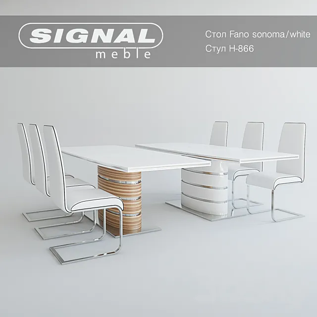 Table FANO sonoma _ white chair H-866 Signal 3DModel Table FANO sonoma _ white chair H-866 Signal 3DModel