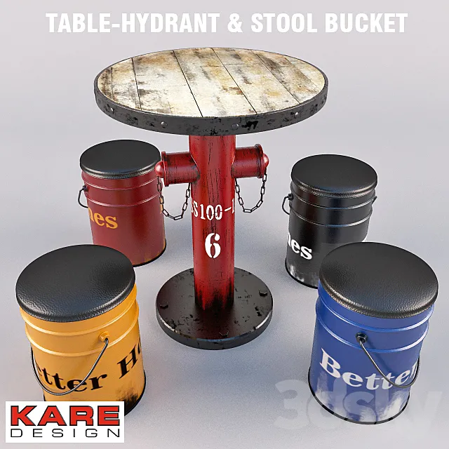 Table-hydrant barrel chairs and KARE design 3D Model