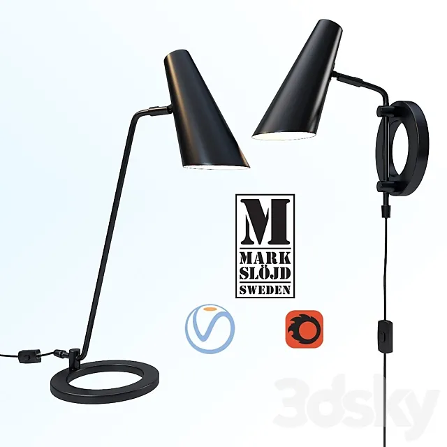 Table lamp and sconce model CAL from the company Markslöjd Sweden. 3D Model Table lamp and sconce model CAL from the company Markslöjd Sweden. 3D Model