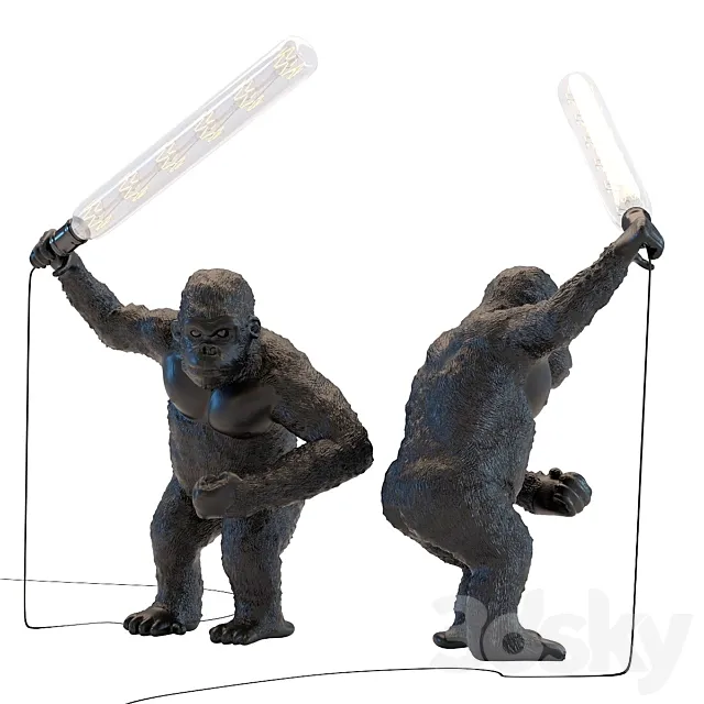 Table Lamp Animal Fighting Kong Mat Black 3DModel Table Lamp Animal Fighting Kong Mat Black 3DModel