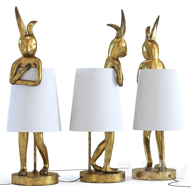 Table Lamp Animal Rabbit Gold 3D Model