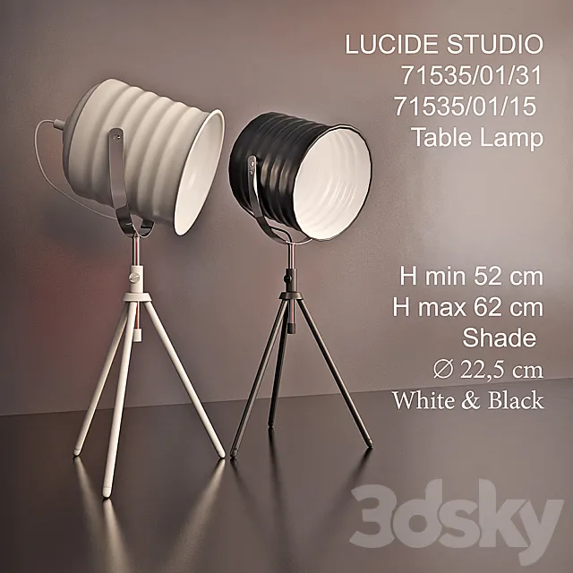 Table lamp Lucide Studio 71535_01_15 and 71535_01_31 3D Model