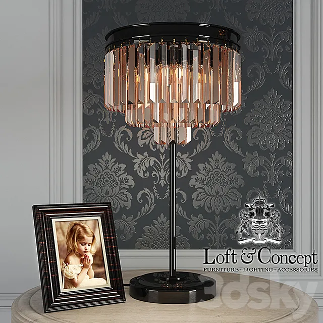 Table lamp RH 1920s Odeon Smoke Glass Fringe 3DModel