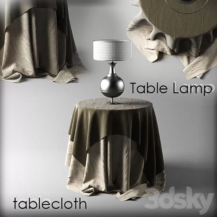 Table lamp with a tablecloth 3D Model Table lamp with a tablecloth 3D Model