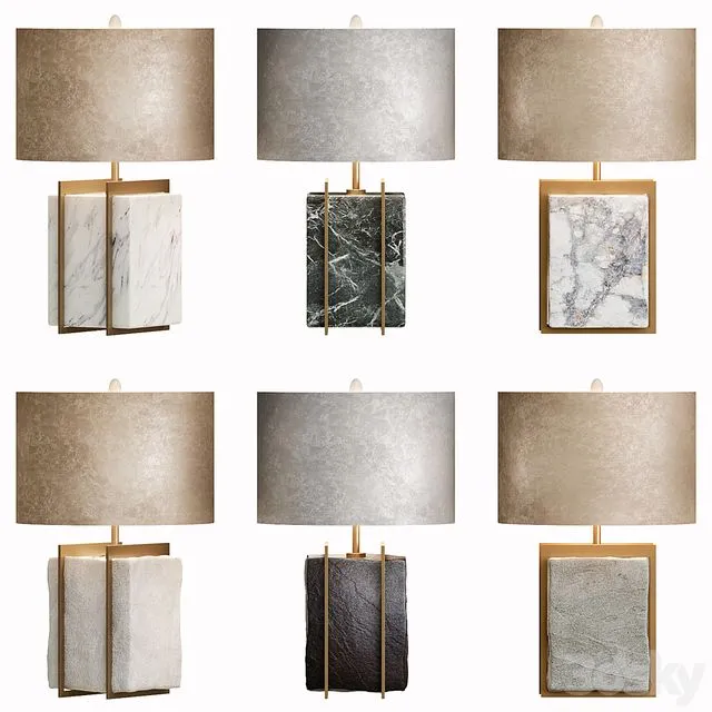 Table Lamp With Stone Set 1 3D Model Table Lamp With Stone Set 1 3D Model