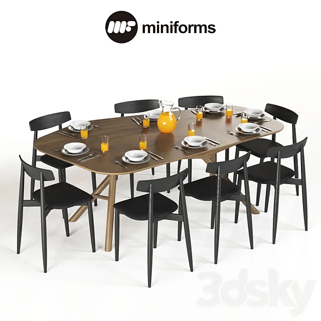 Table Miniforms OTTO & Chair Miniforms Claretta 3D Model