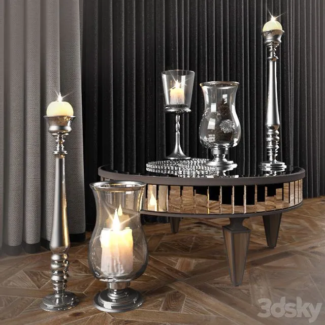 Table mirror and candlesticks Garda Decor 3D Model Table mirror and candlesticks Garda Decor 3D Model