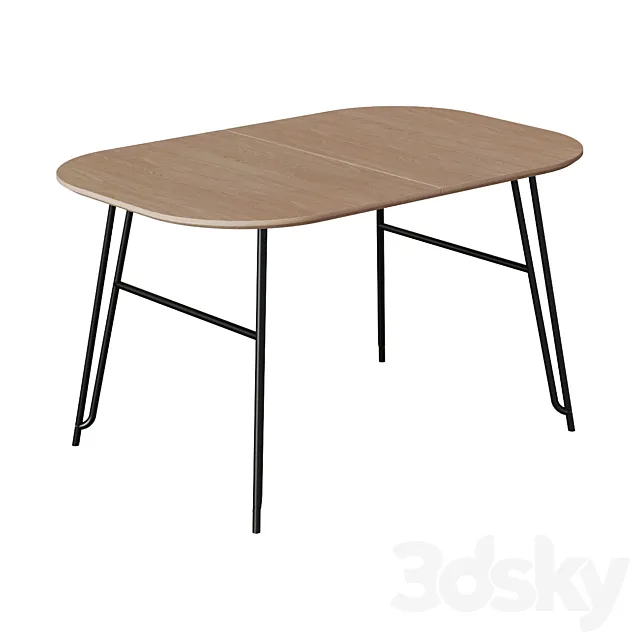 Table Novaks 140 (220) x90 black natural veneer 3D Model