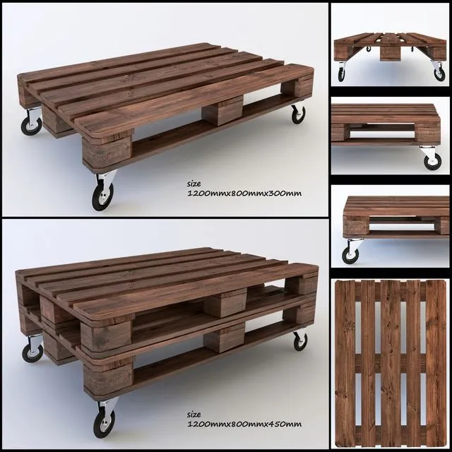 Table of wooden pallets 3D Model