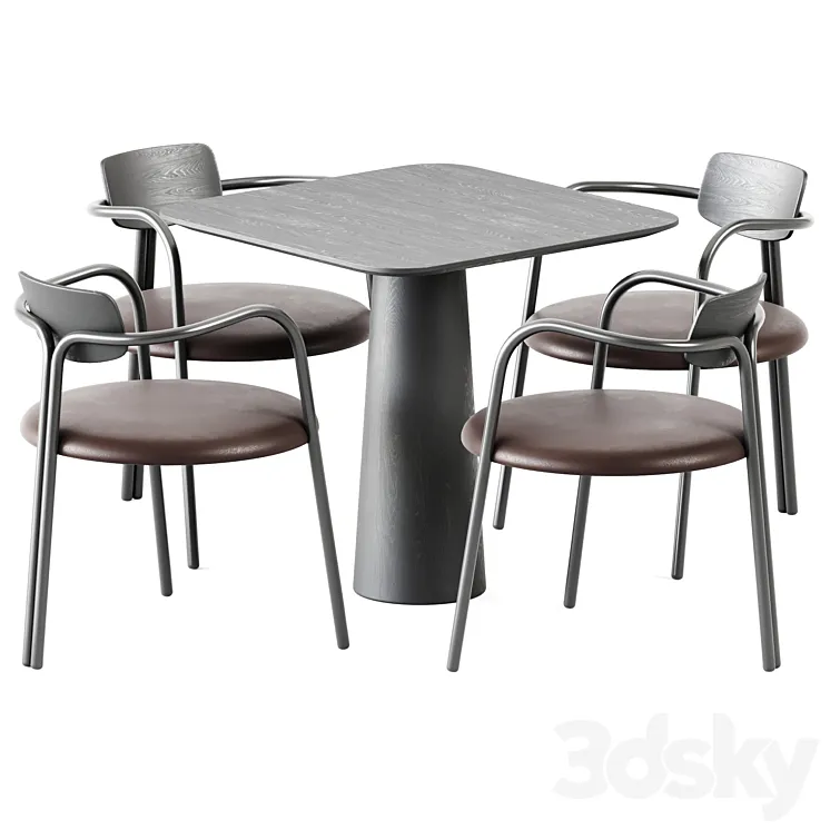 Table POV 460 S80 by Ton and Chair Via Veneto by De Castelli 3D Model Free Download