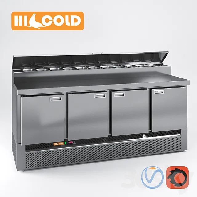 Table refrigerated pizzafied HiCold set GN 1111 GNE 1 GN 11 GN 111 3D Model