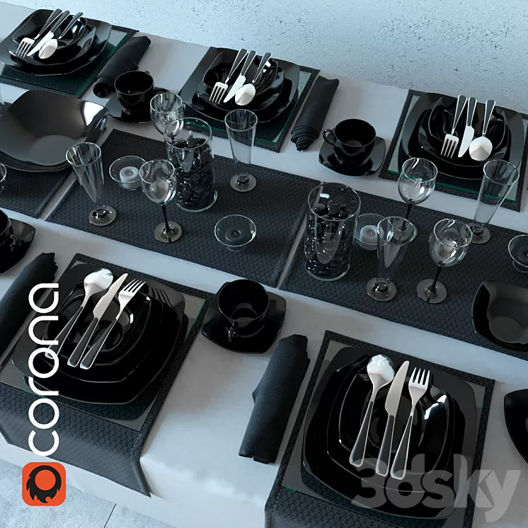 Table service Luminarc Quadrato Black 3D Model