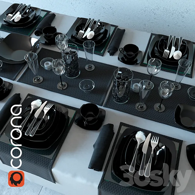 Table service Luminarc Quadrato Black 3DModel