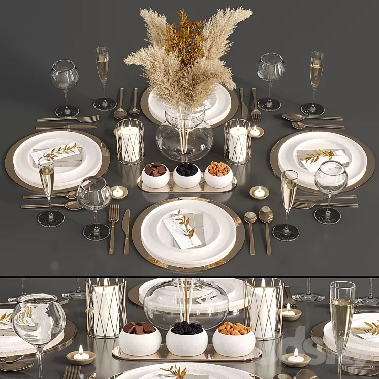 Table set 02 3D Model Free Download