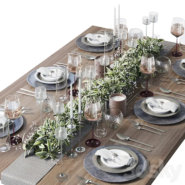 Table setting 005 3D Model Free Download
