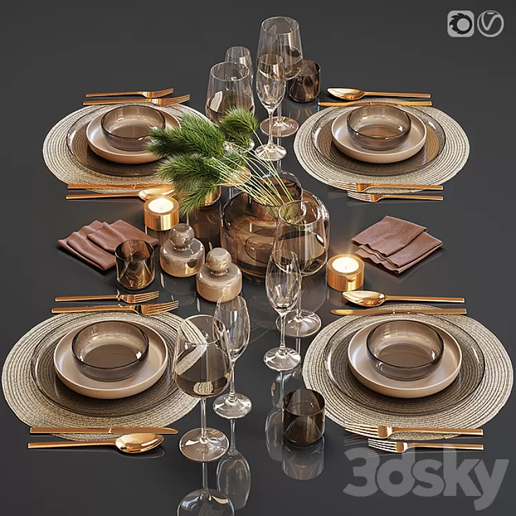 Table setting 24 3D Model Free Download - 3DSKY Decor Helper