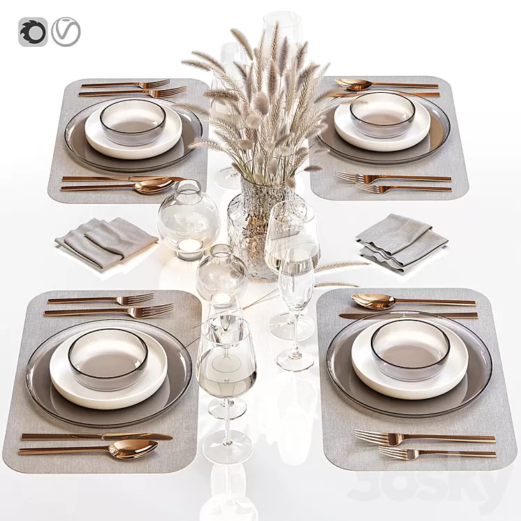 Table setting 30 3D Model Free Download