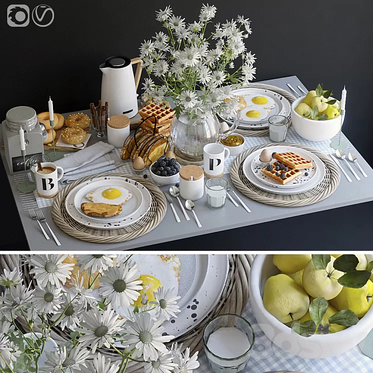 Table setting 36. Breakfast – 3 3D Model