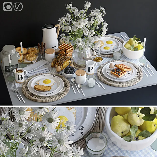Table setting 36. Breakfast – 3 3DModel