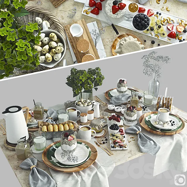 Table setting 37. Breakfast – 4. Corona 3D Model