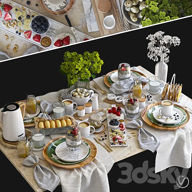 Table setting 37. Breakfast – 4. V-ray 3D Model