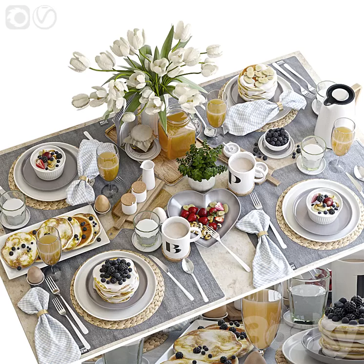 Table setting 38. Breakfast – 5 3D Model