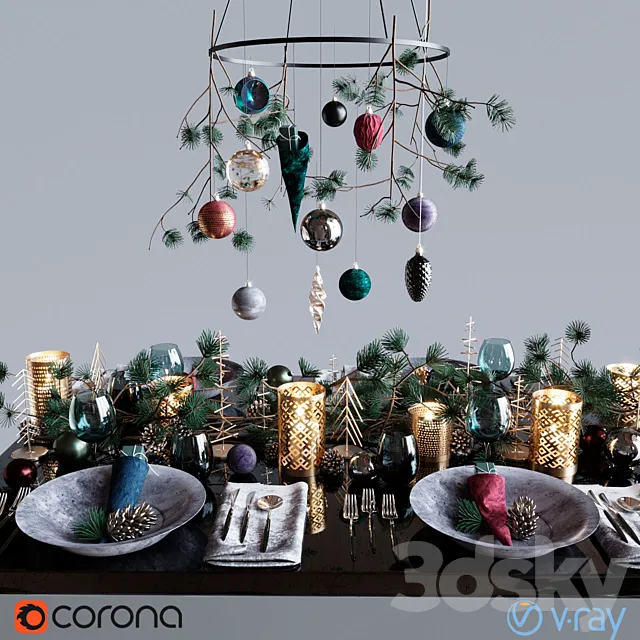Table setting “Dark Christmas” 3D Model