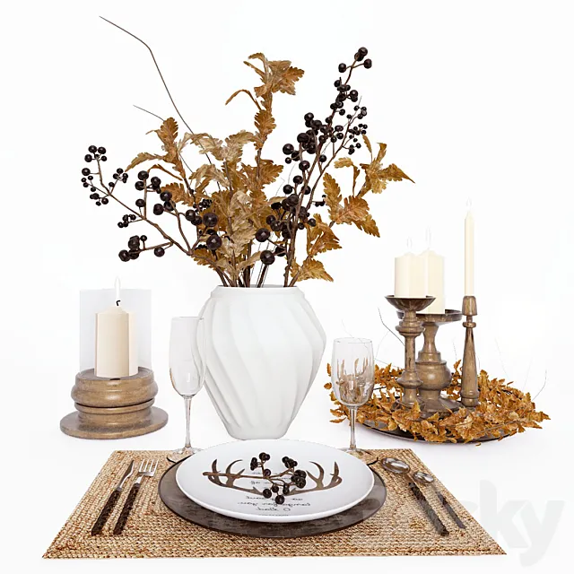 Table setting in ethnic style. 3D Model