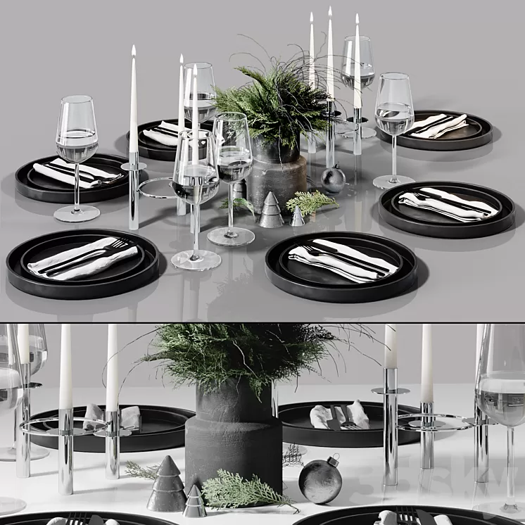 Table setting in Scandinavian style 3D Model Free Download