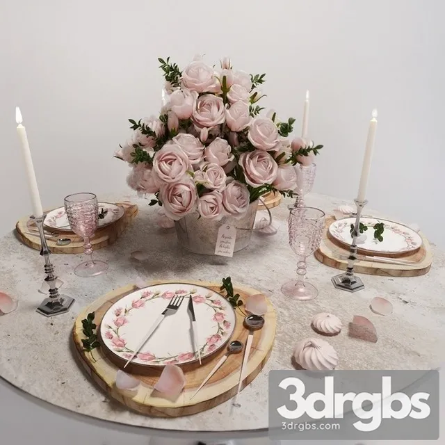 Table Setting Roses 3D Model Download
