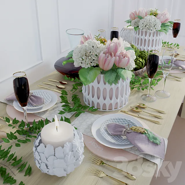 Table setting “spring” 3D Model