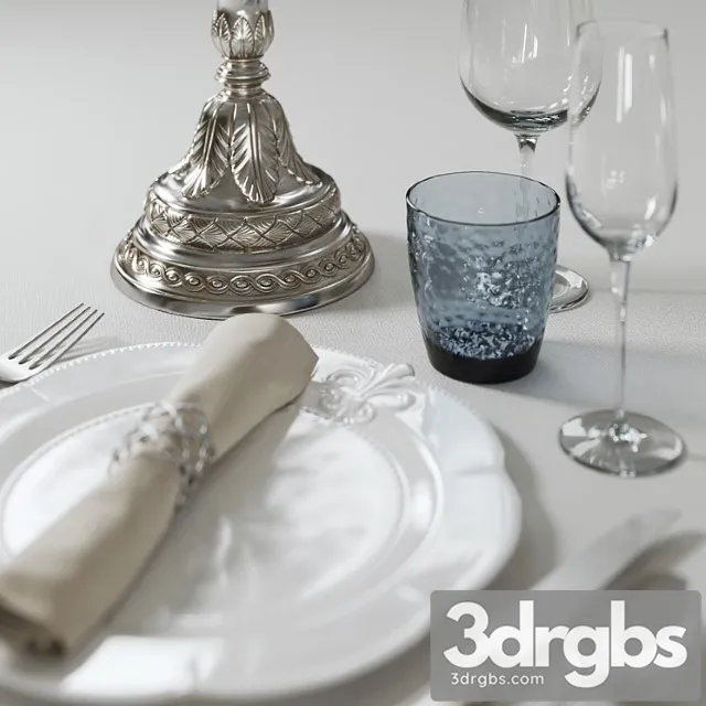 Table Setting With Candlestick 3D Model Download Table Setting With Candlestick 3D Model Download