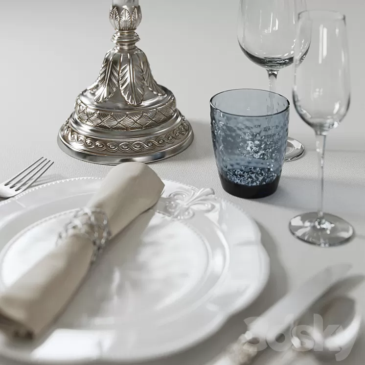 table setting with candlestick 3D Model