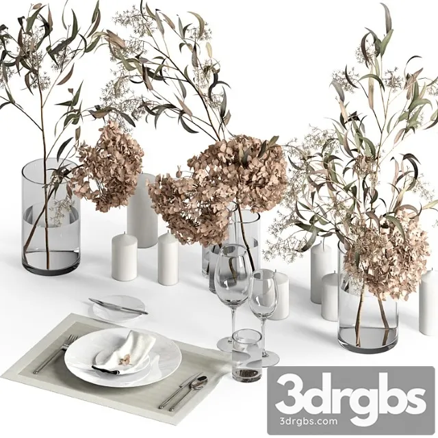 Table Setting With Dry Plants 3D Model Download Table Setting With Dry Plants 3D Model Download
