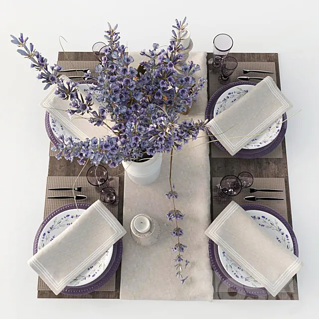 Table setting with lavender 3DModel
