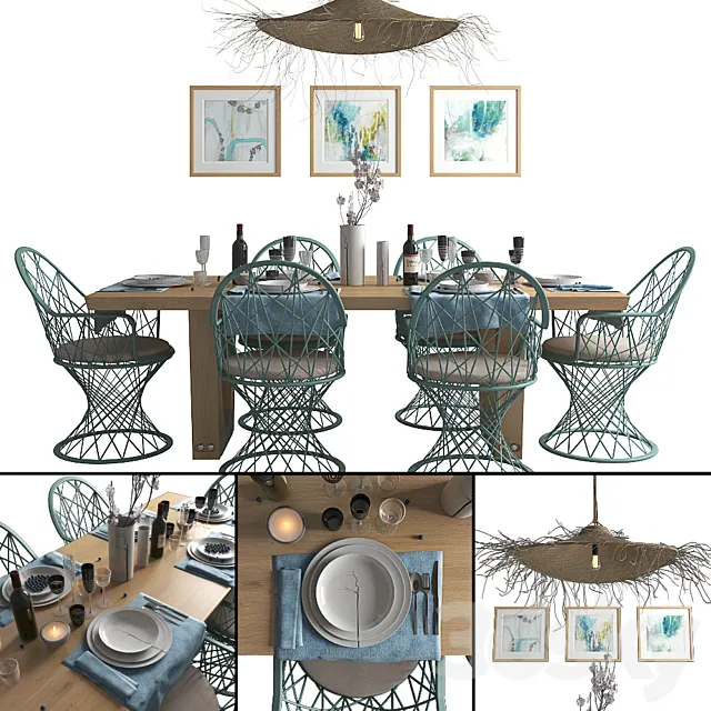 Table setting with porcelain Dibbern 3D Model