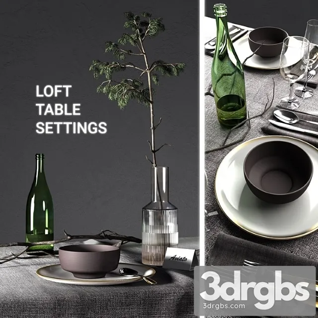 Table settings loft 3D Model Download Table settings loft 3D Model Download