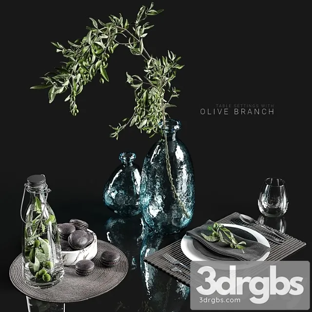 Table Settings With Olive Branch 3D Model Download Table Settings With Olive Branch 3D Model Download