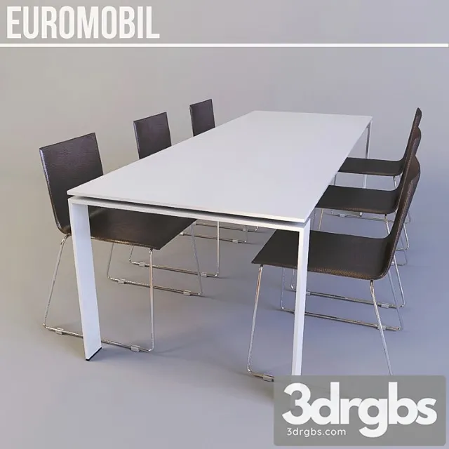 Table with chairs euromobil 2 3D Model Download