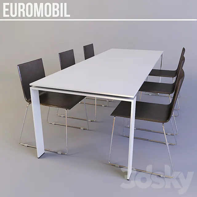 Table with chairs euromobil 3D Model Table with chairs euromobil 3D Model