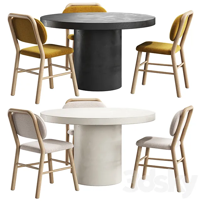 Table with chairs HELDA by KAVE HOME 3D Model