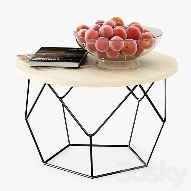 Table with peaches 3D Model