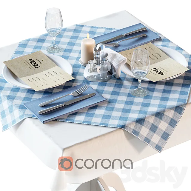 Table with serving for cafes. restaurants 3DModel