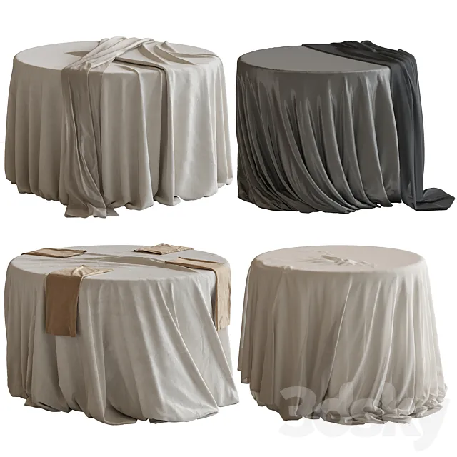 Tablecloth on a round table 77 3D Model Tablecloth on a round table 77 3D Model