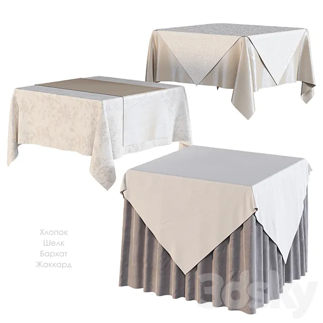 Tablecloth on a square table 3D Model